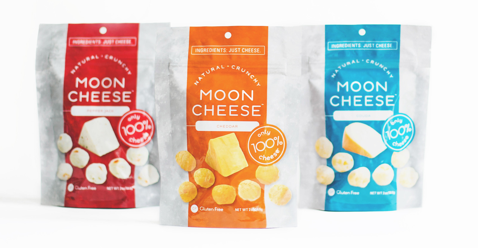 Moon Cheese product lineup across flavors